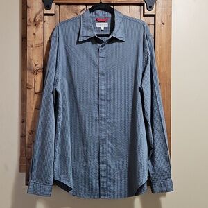 Emporio Armani Vintage Grey Stripe Cotton Blend Italian Dress Shirt Size XL